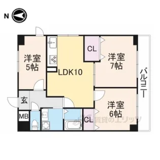 パインフィールド二条城【8階】の間取り