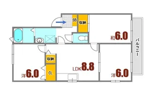 ウエストコートA【2階】の間取り