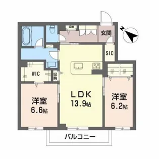 グランエス長束【2階】の間取り