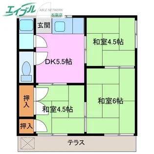 コーポきよみず【1階】の間取り