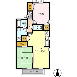 セジュール若葉 B棟【2階】の間取り
