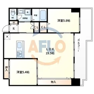 ダイアパレス谷町第2【8階】の間取り