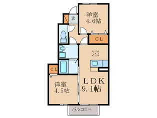 ヴェルジェ深田III【1階】の間取り