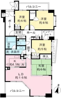 フランヴィーヴル聖蹟桜ヶ丘【2階】の間取り