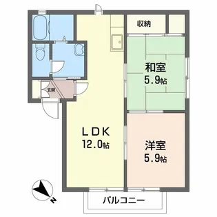 オクノハウス【1階】の間取り