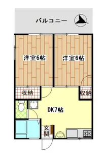 シティハイムニシダイA【1階】の間取り