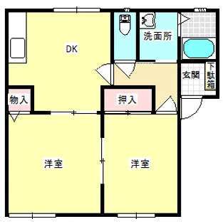 ファミールミホA【1階】の間取り