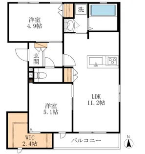 2LDKの間取り画像