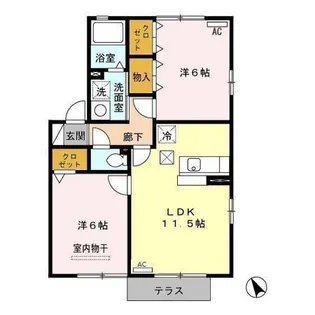 メゾン クオーレ B【1階】の間取り