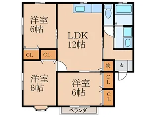 コーポコスモスB棟【1階】の間取り