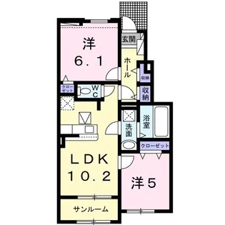 オビーガーデン三次 D棟【1階】の間取り