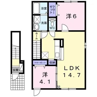 リバティ パー オン【2階】の間取り