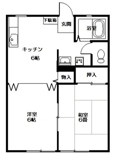 光揚ハイツB棟(平字四軒町)【1階】の間取り