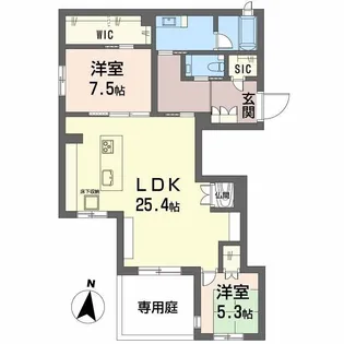ラウンドヒルズK【1階】の間取り