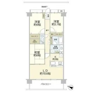 ヴェラハイツ北千住-II【3階】の間取り