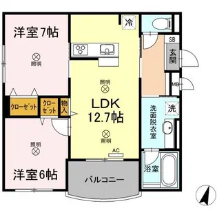 Shallow Garden A棟【5階】の間取り