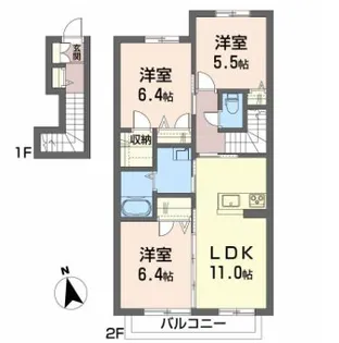 シャーメゾンカトレアA【2階】の間取り