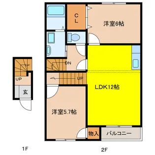 岐阜県大垣市南若森町【アパート】の間取り