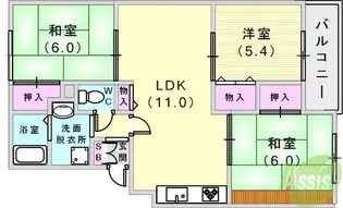 イーストヒルズ平野【3階】の間取り