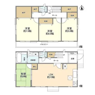 神奈川県横浜市都筑区荏田東2【一戸建】の間取り