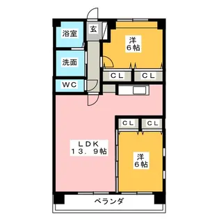 ワンダフルコートII【2階】の間取り