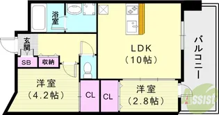 GENOVIA神戸新開地駅前【2階】の間取り