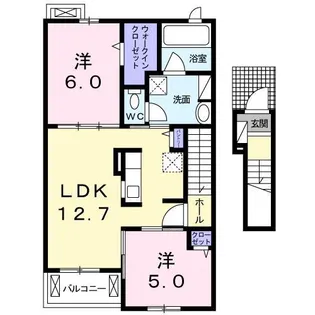 メゾンリヴィエールF棟【2階】の間取り