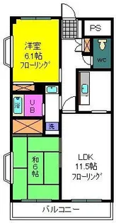 西葛西 2LDK 4階【4階】の間取り
