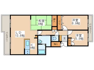 カーサグランデージA棟【4階】の間取り