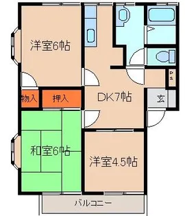 シティハイツソシアルII【2階】の間取り