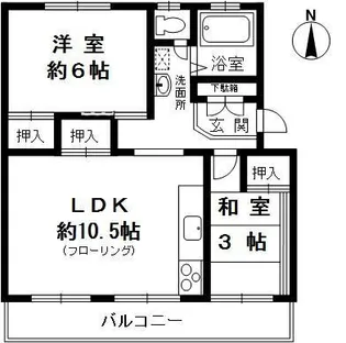 新多聞第2住宅 104号棟【3階】の間取り