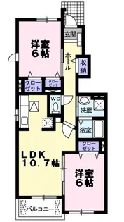 ガーデンベルA【1階】の間取り