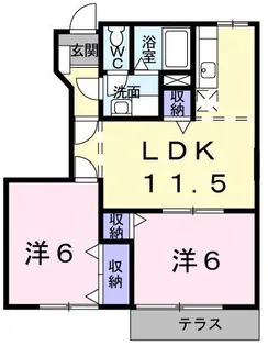 ソレア-ドフジサキII【1階】の間取り