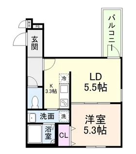 リアン富木【1階】の間取り