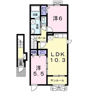 ウエストヴィーゼ【2階】の間取り