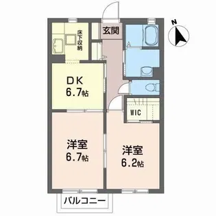 ヴィラクレストC【1階】の間取り