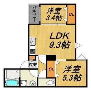 LECOCON蟹江【2階】の間取り