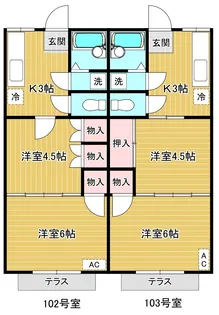 コーポノース仙台【1階】の間取り