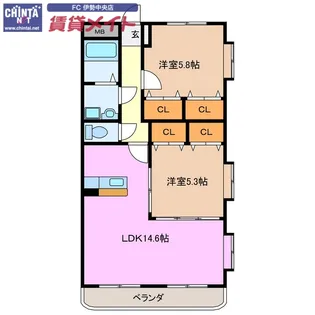 ピュアタウンII【2階】の間取り