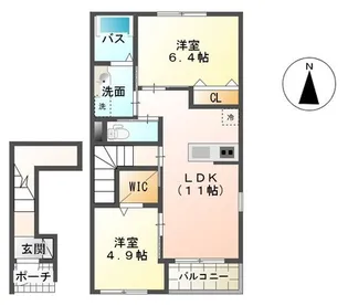 千葉県茂原市大芝【アパート】の間取り