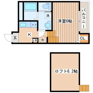 ハーモニーテラス新田【2階】の間取り