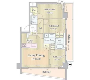 クリオ武蔵小金井フロントアべニュー【3階】の間取り