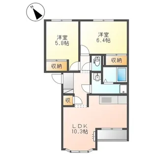 ソレイユA棟【2階】の間取り
