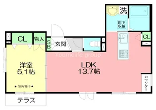 メゾンクレール【1階】の間取り