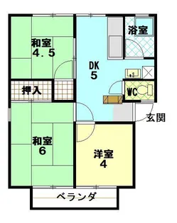 西グリーンハイツ D棟【2階】の間取り