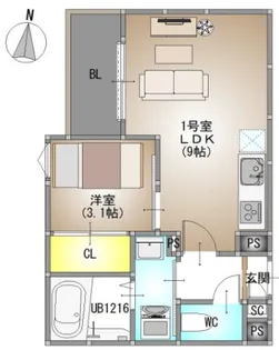 REGALEST庭瀬I【1階】の間取り