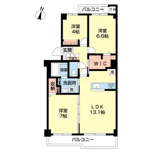 エヴァートコローレ千間台【1階】の間取り