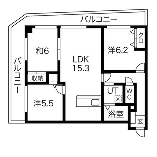 ライフ第5マンション大平台【5階】の間取り