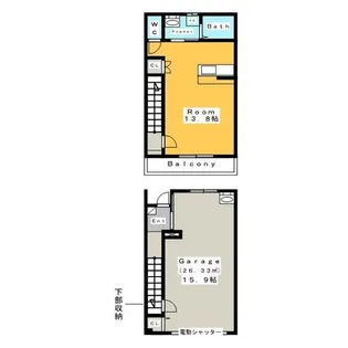 Garage Villa 米津【2階】の間取り