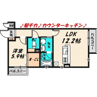 ヴァンヴェール楠根【2階】の間取り